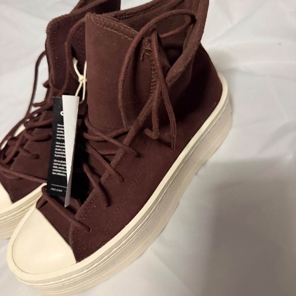 Converse Womens Modern Star Lift Hi Suede Platform Sneaker 7.5 Dark Root A06783C